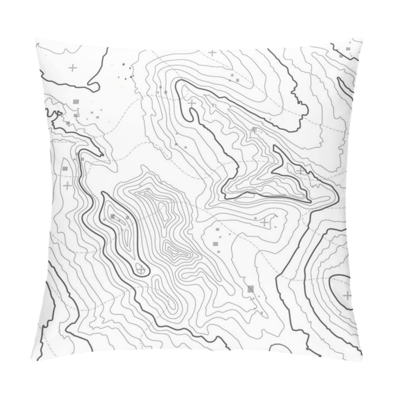 Personality  Topographic Map Background Concept With Space For Your Copy. Topography Lines Art Contour , Mountain Hiking Trail , Shape Vector Design. Computer Generated . Pillow Covers