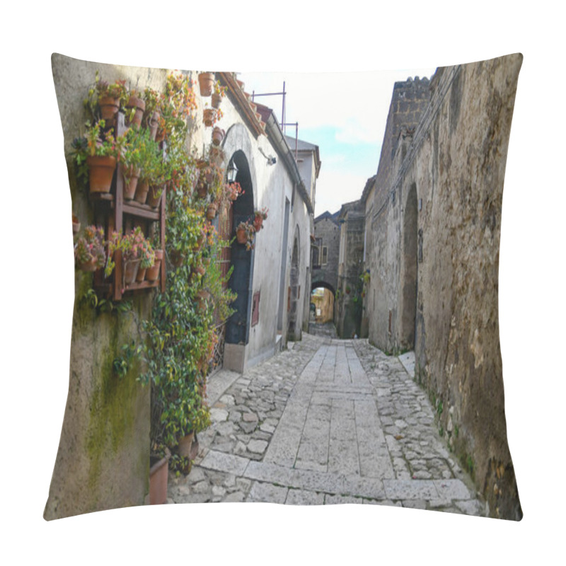 Personality  A Narrow Street Among The Old Stone Houses Of The Oldest District Of The City Of Caserta. Pillow Covers