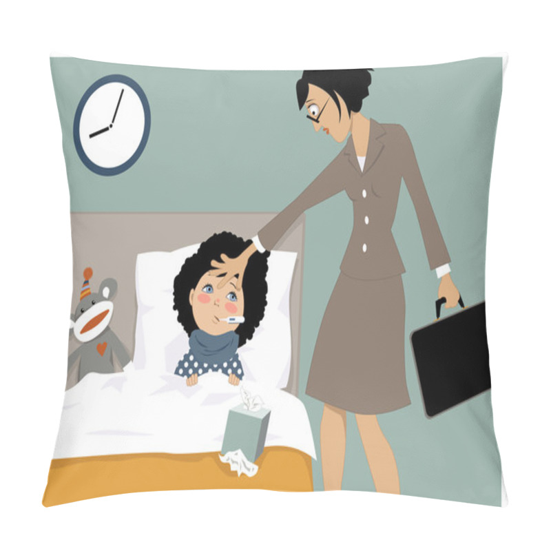 Personality  Sick Kid And Her Mom Pillow Covers