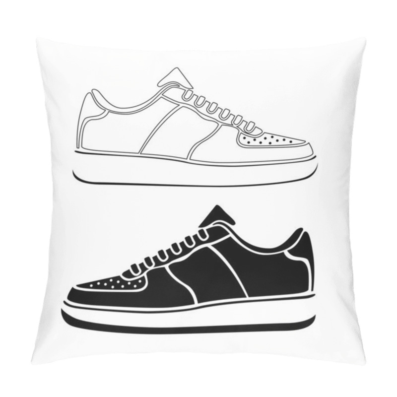 Personality  Running Shoe Icon SNEAKERS Vector Sport Active Icon Black Pillow Covers