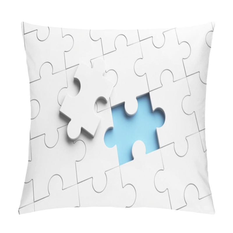 Personality  Putting The Last Piece Of Jigsaw Puzzle To Complete Work In Business Concept. 3d Illustration Pillow Covers