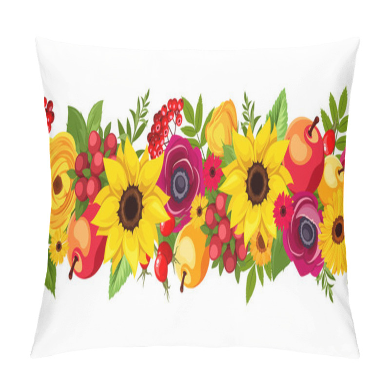 Personality  Horizontal Seamless Background With Autumn Flowers. Vector Illustration. Pillow Covers