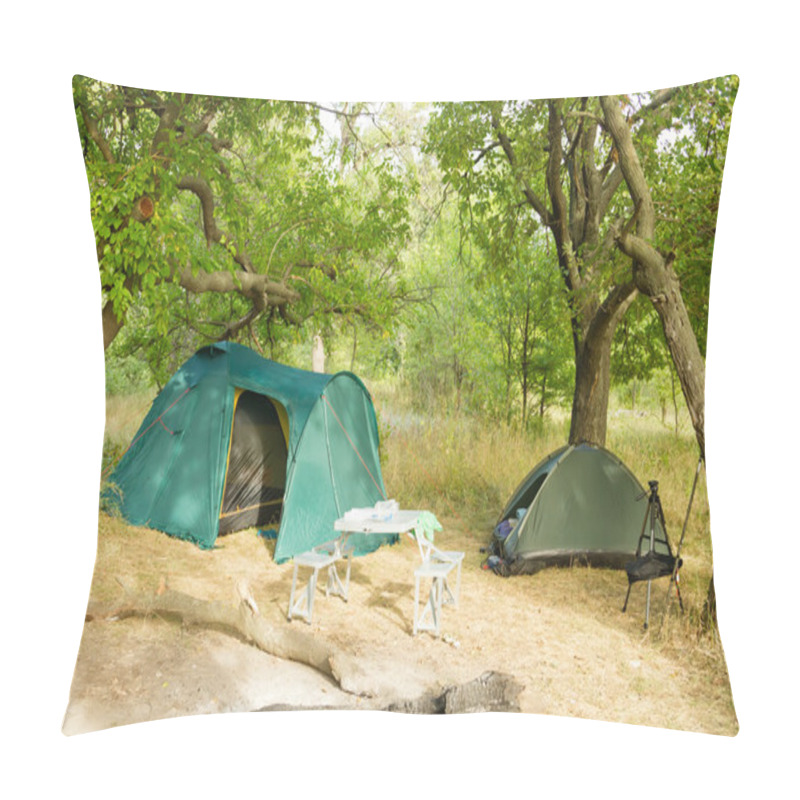 Personality  A Small Campground In Oak Forest Pillow Covers