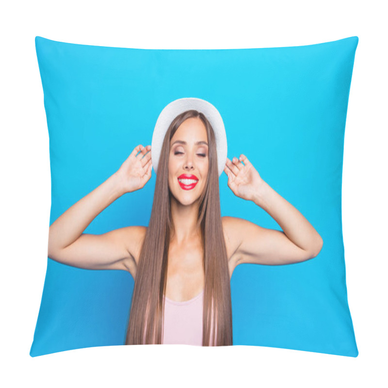 Personality  Portrait Of Nice Winsome Adorable Attractive Delicate Cheerful P Pillow Covers