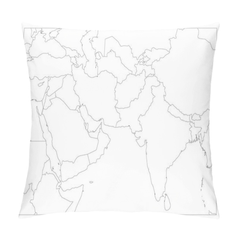 Personality  Political Map Of South Asia And Middle East Countries. Simple Flat Vector Outline Map Pillow Covers