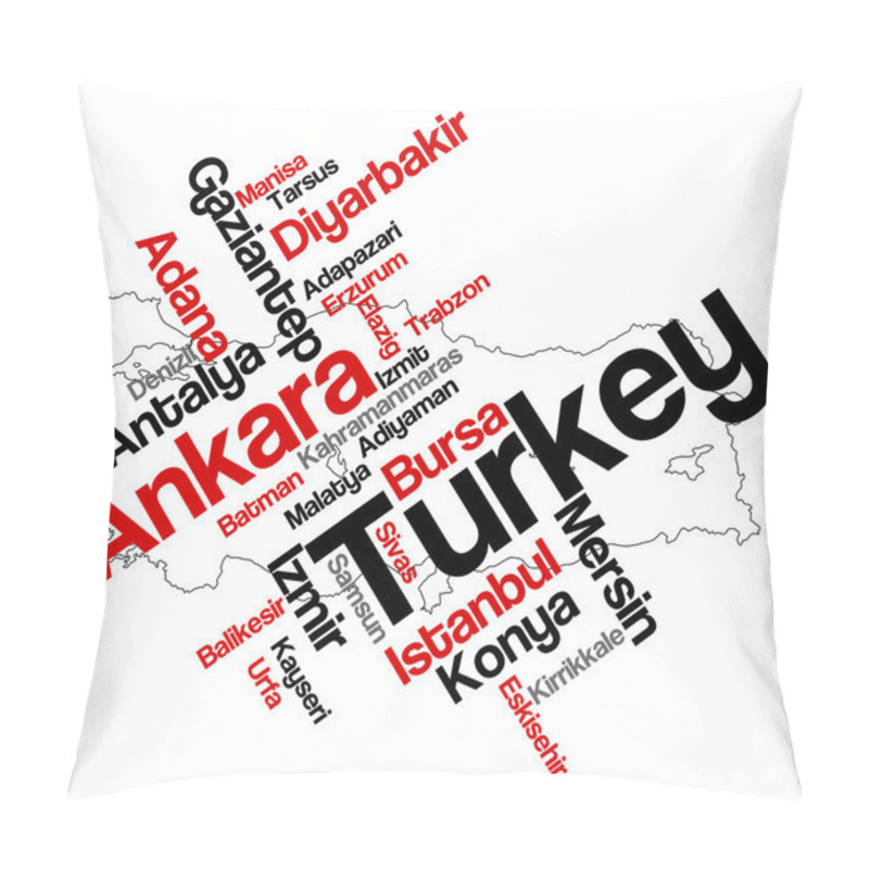 Personality  Turkey Map And Cities Pillow Covers