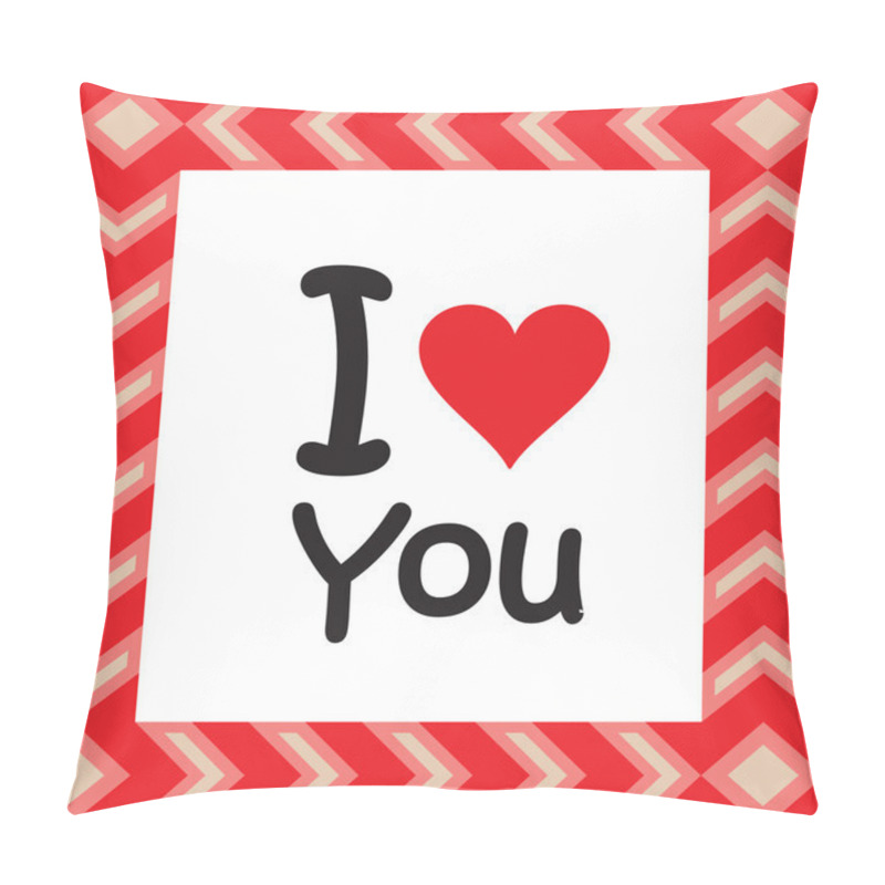 Personality  I LOVE YOU Hand Lettering, Red Heart Icon Handmade Calligraphy, Logo Vector Pillow Covers