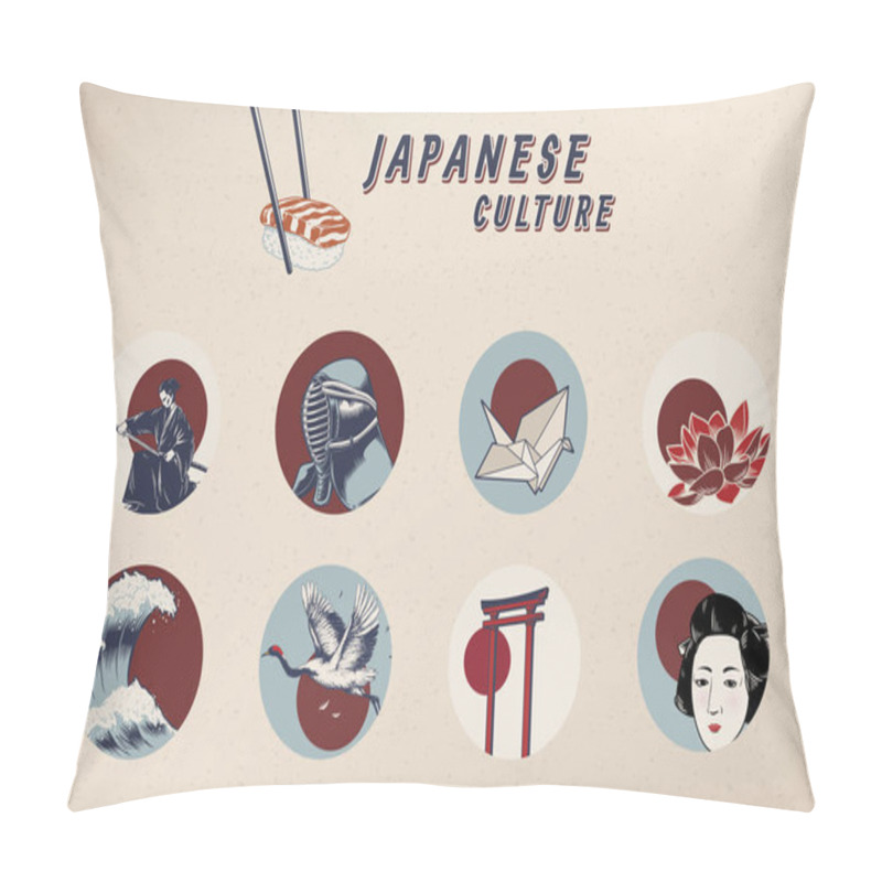 Personality  Japanese Cultural & Traditional Symbol Vector Set Pillow Covers