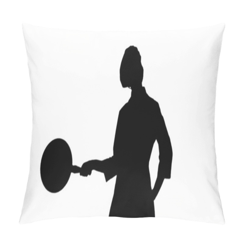 Personality  Black Silhouette Of Chef Woman Is Posing With A Stewpot. Pillow Covers