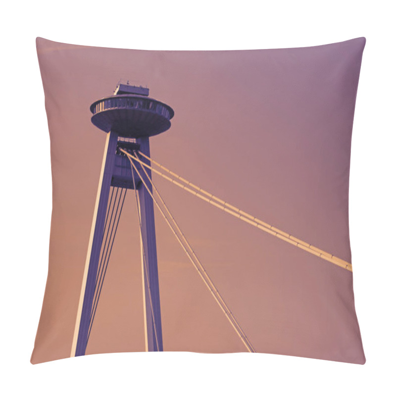 Personality  SNP Bridge's Pylon And UFO Tower Of Bridge Of The Slovak National Uprising, Bratislava, Slovakia. Evening Pillow Covers