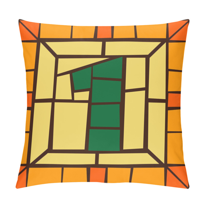 Personality  1 - Mosaic Numbers, Stained Glass Window Pillow Covers