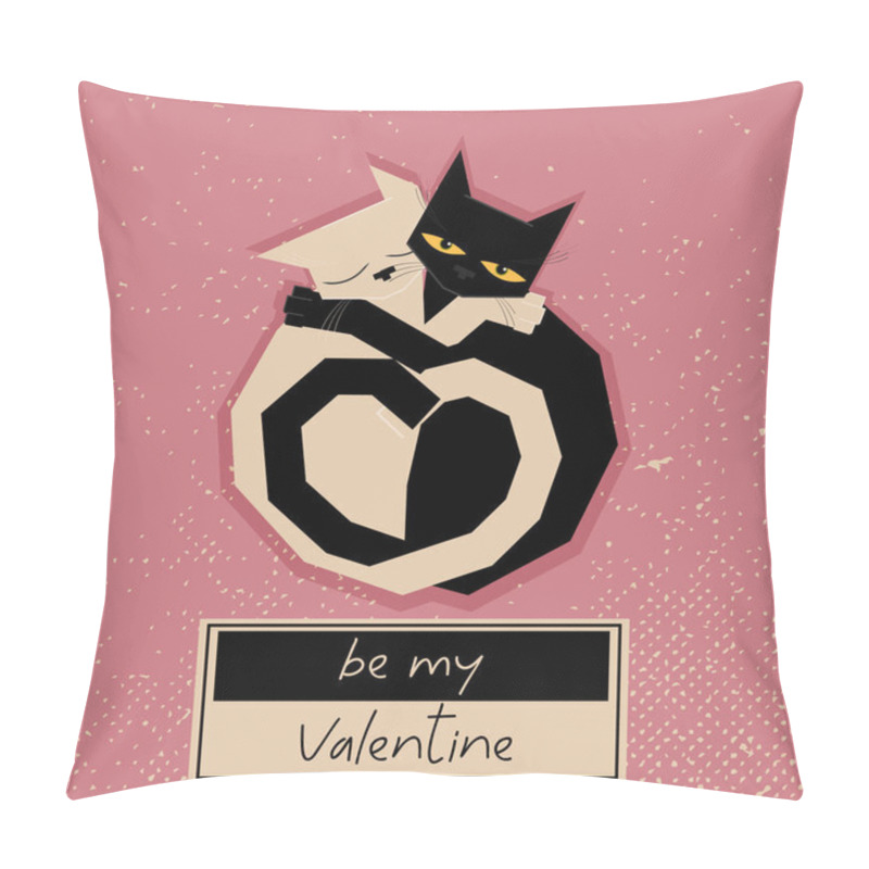 Personality  Hugging Cats Creat A Heart With Their Tails. St. Valentine's Day Card. Be My Valentine Card. Love Message. Love Celebration. Pillow Covers