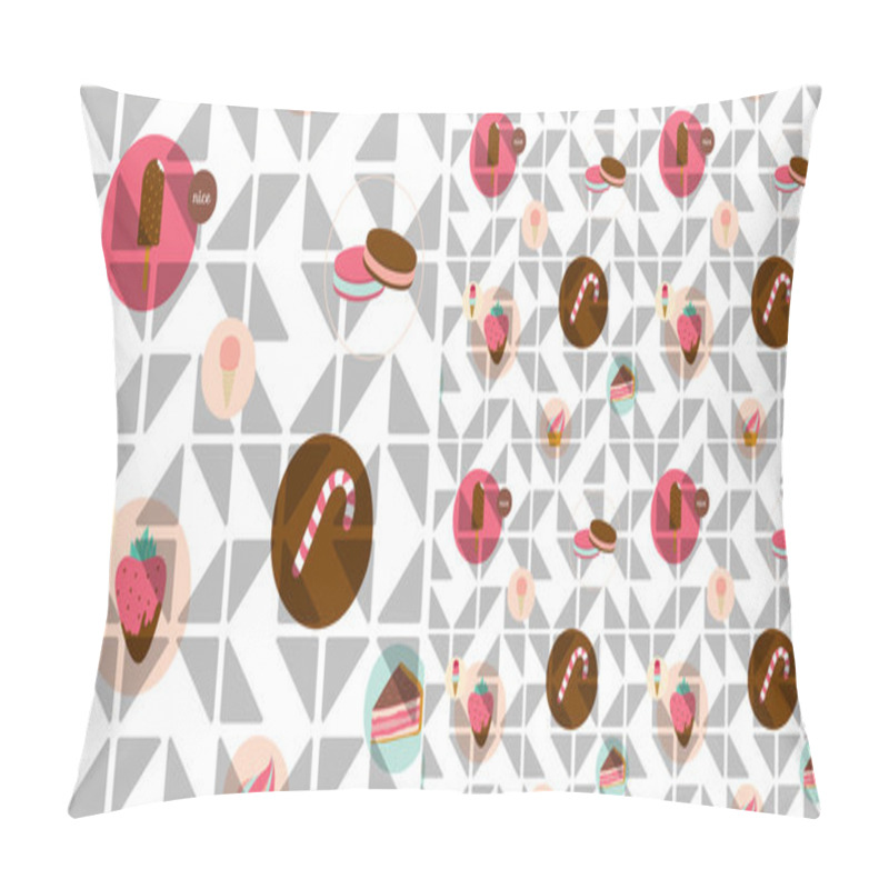 Personality  Dessert Icons In Circles Pillow Covers