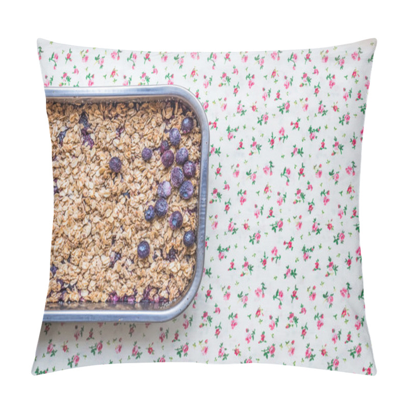 Personality  Oat Granola With Fresh Berries In A Silver Baking Dish Over A Fl Pillow Covers