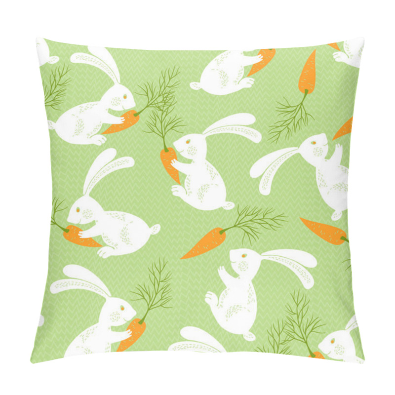 Personality  Cartoon Rabbits With Carrots. Pillow Covers