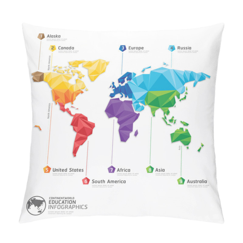 Personality  World Map Illustration Infographics Pillow Covers