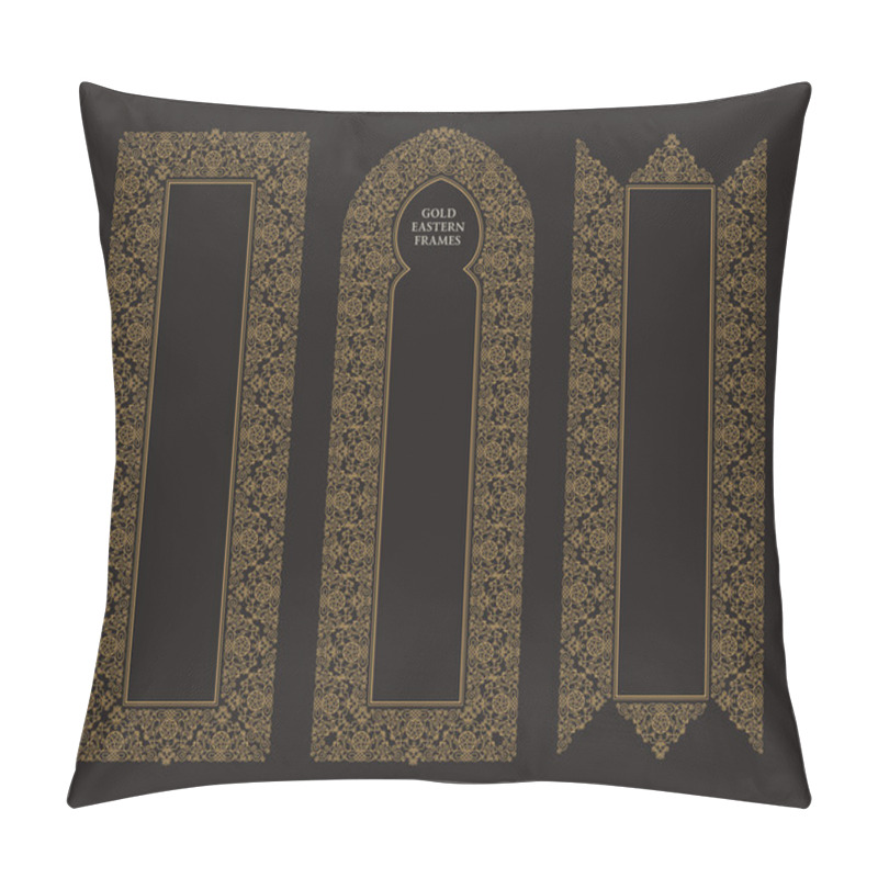 Personality  Eastern Gold Frames, Arch. Template Design Elements In Oriental Style Pillow Covers