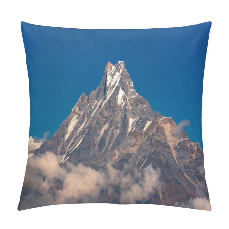 Personality  Fishtail Peak Or Machapuchare Mountain With Clear Blue Sky Background At Nepal. Pillow Covers