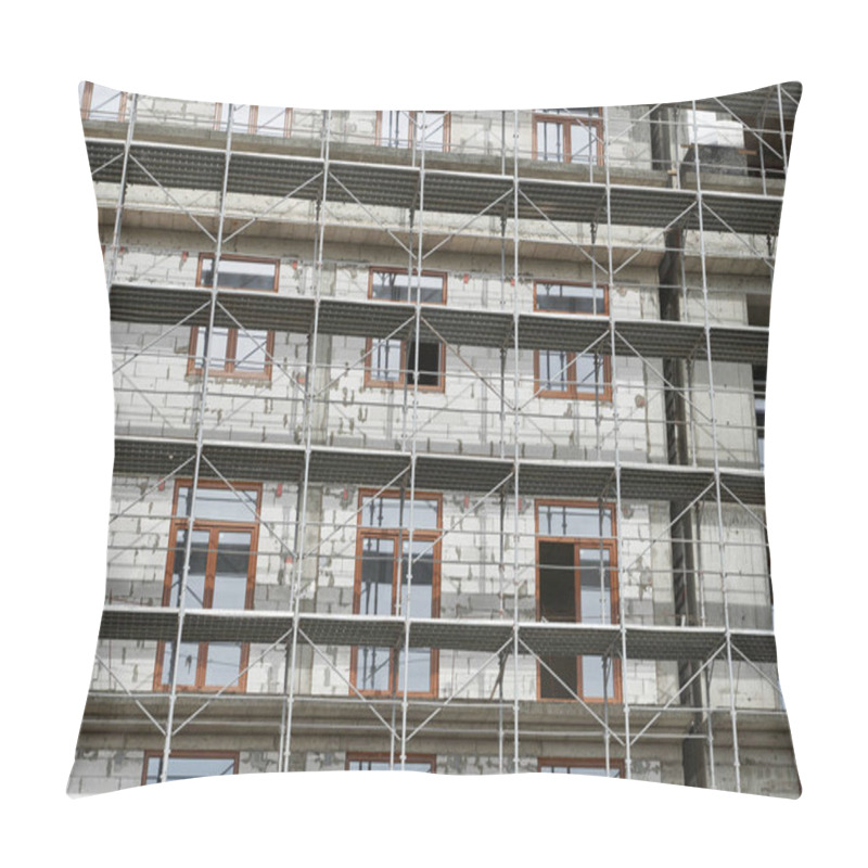 Personality  New Building Under Construction, Scaffolding And Concrete Pillow Covers