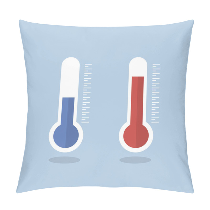 Personality  Thermometer Icon. Measuring Hot And Cold Temperature Pillow Covers