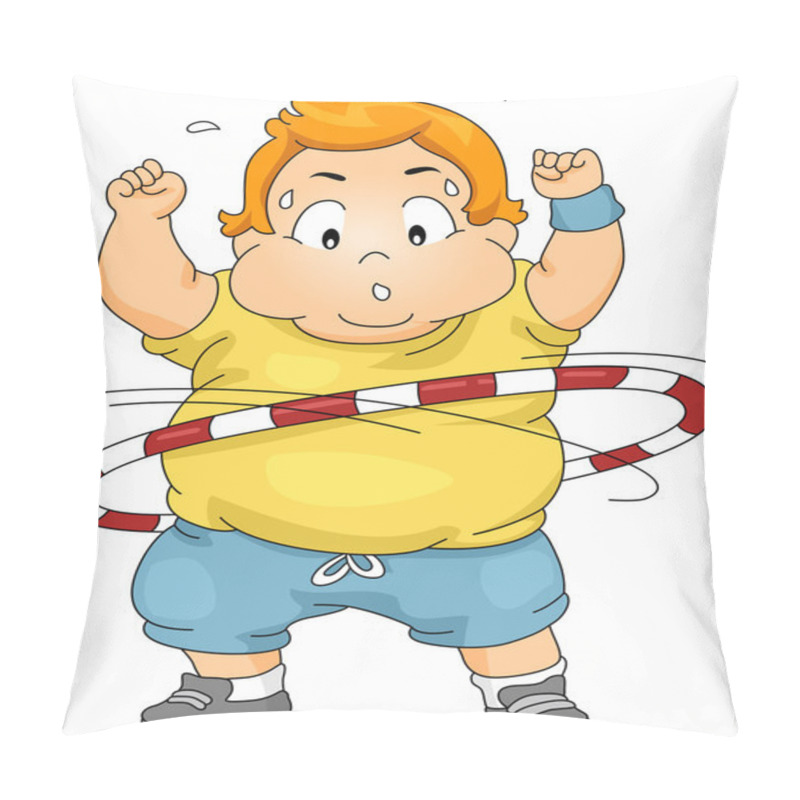 Personality  Overweight Boy Using A Hula Hoop Pillow Covers