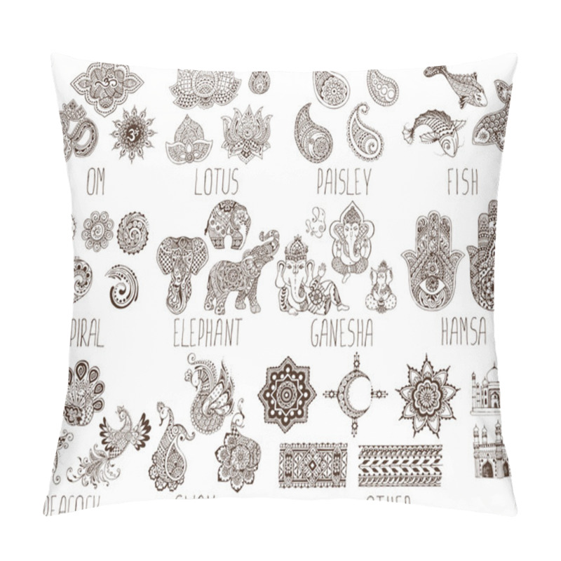 Personality  Set Of Sketches Mehndi Pillow Covers