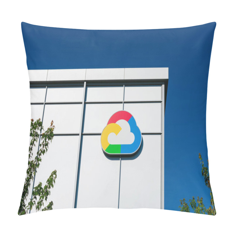 Personality  Google Cloud Logo In The Shape Of Cloud Is Displayed On Google Campus Building. The Colors Found In The Logo Are Blue, Red, Yellow And Green. - Sunnyvale, California, USA - 2020 Pillow Covers