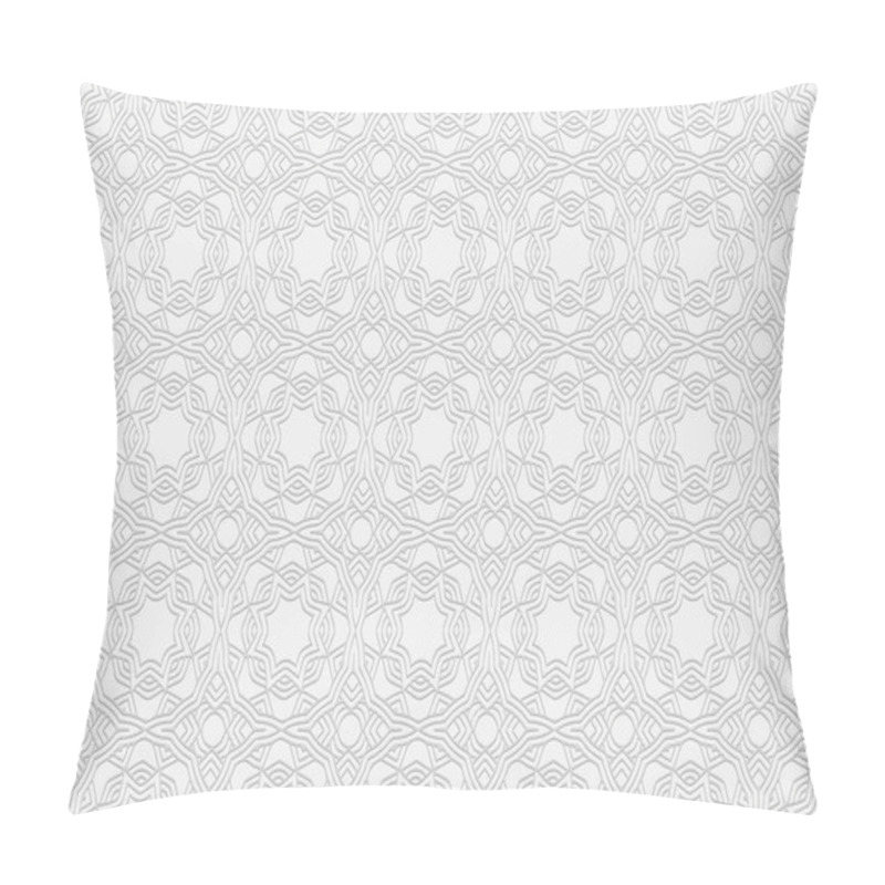 Personality  3d Volumetric Convex Geometric White Background. Ethnic Embossed Islamic, Moroccan, Arabic Pattern. Beautiful Exotic Doodling Style. Ornament For Wallpaper, Stained Glass, Presentations, Textiles. Pillow Covers