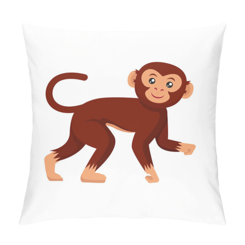 Personality  Cute Monkey Animal Design Mascot Illustration Vector Pillow Covers