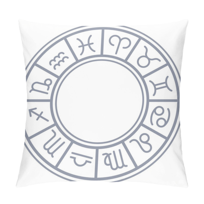 Personality  Zodiac Wheel With Zodiac Signs Set, Full Astrological Horoscope, Simple Monochrome Color. Vector Illustration Pillow Covers