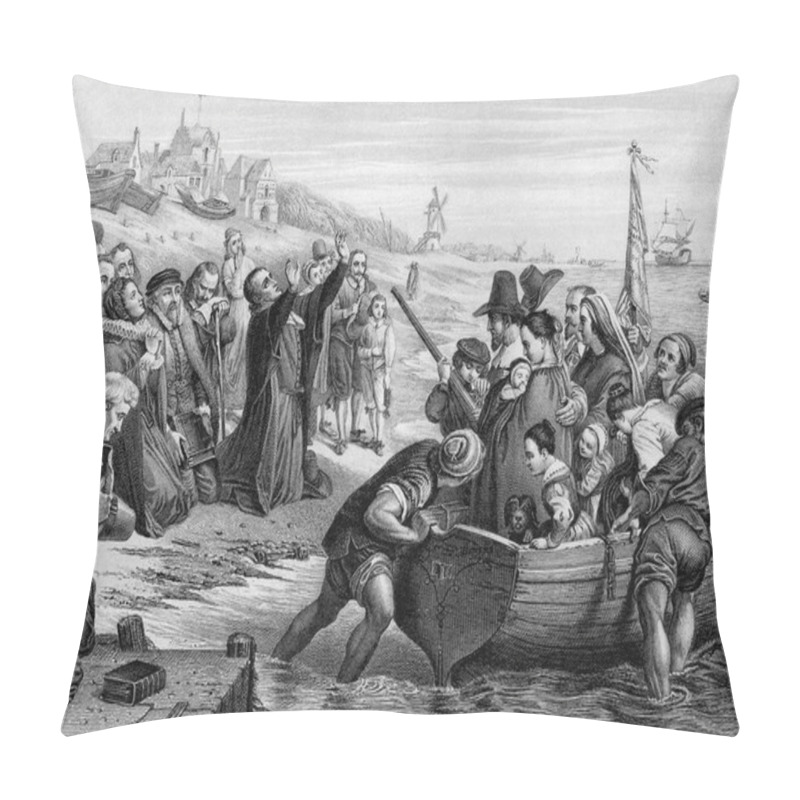 Personality  Pilgrim Fathers Leaving England Pillow Covers