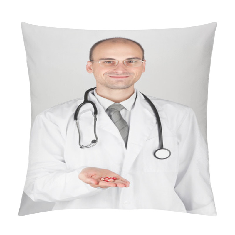 Personality  Young Doctor Offering Pill Pillow Covers