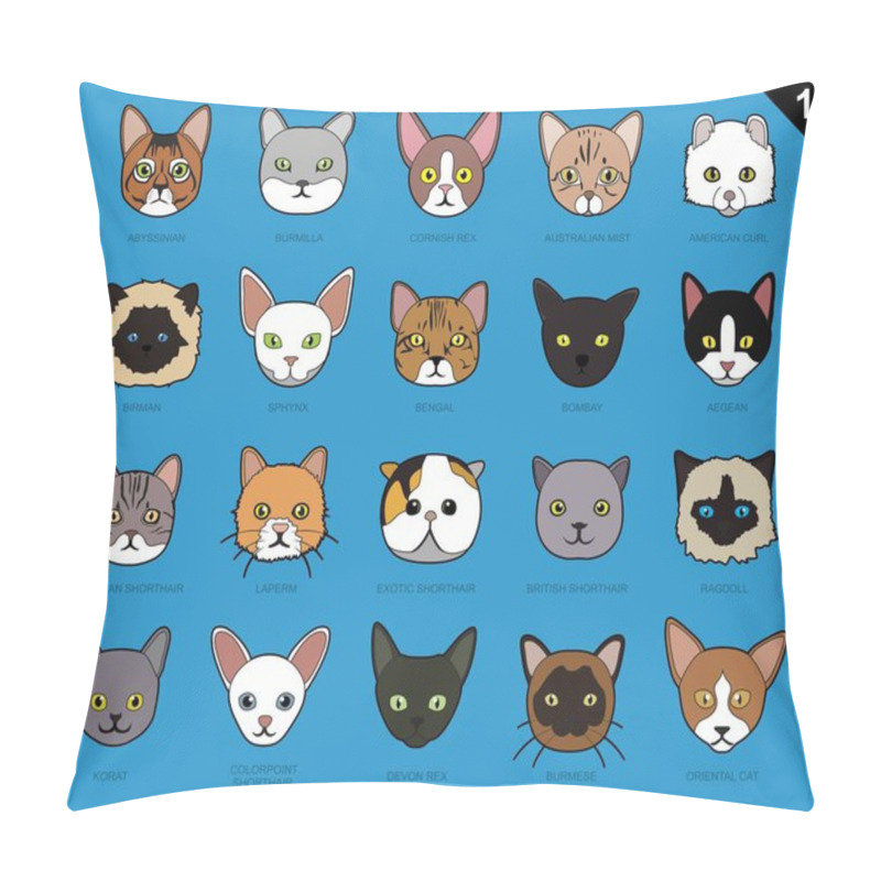 Personality  Cat Faces Icon Cartoon 1 Stroke Pillow Covers