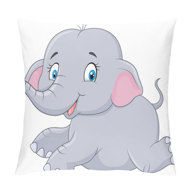 Personality  Cute Baby Elephant Sitting Isolated On White Background Pillow Covers