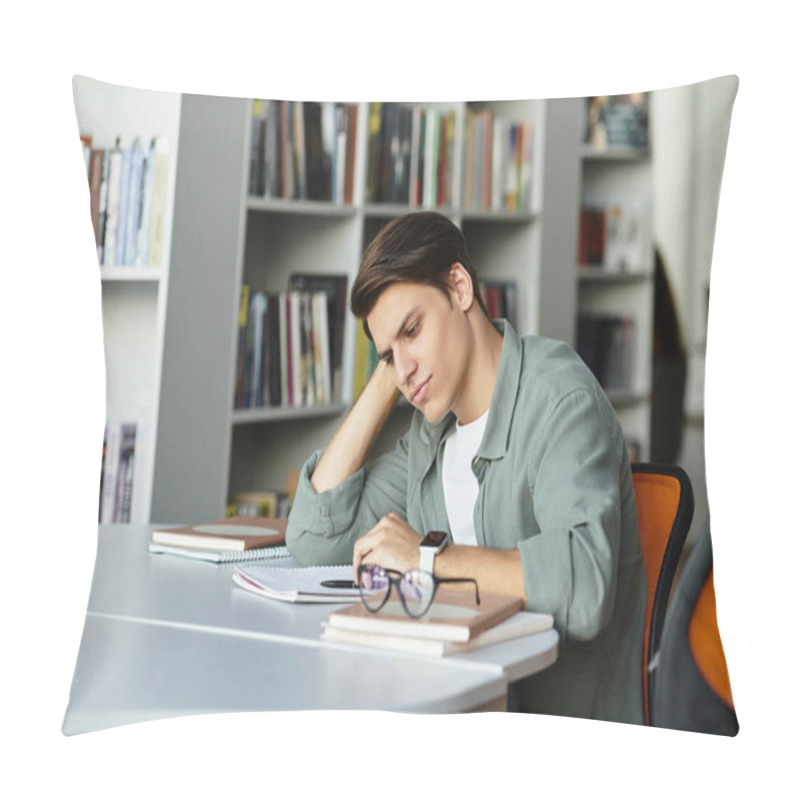 Personality  Concentrated Student At School, Studying Hard. Pillow Covers