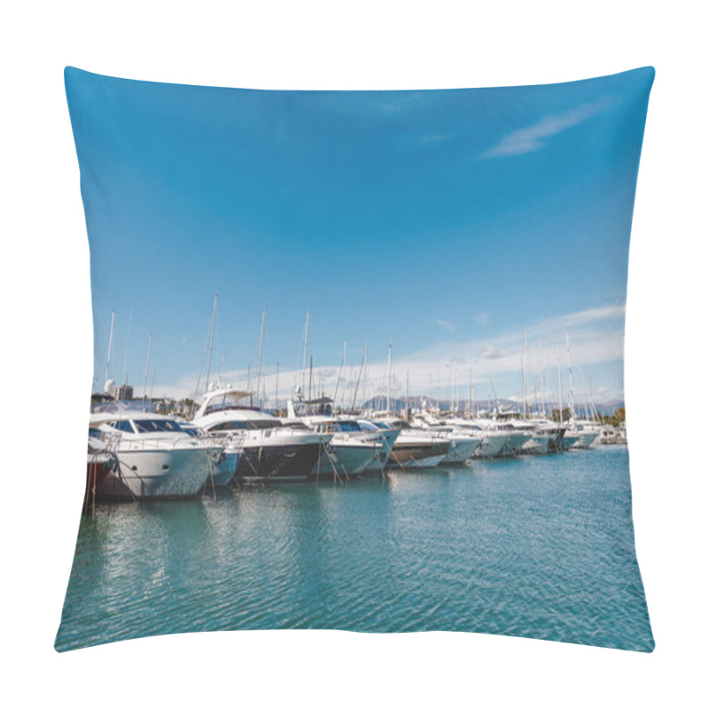 Personality  Yachts In Harbour Pillow Covers