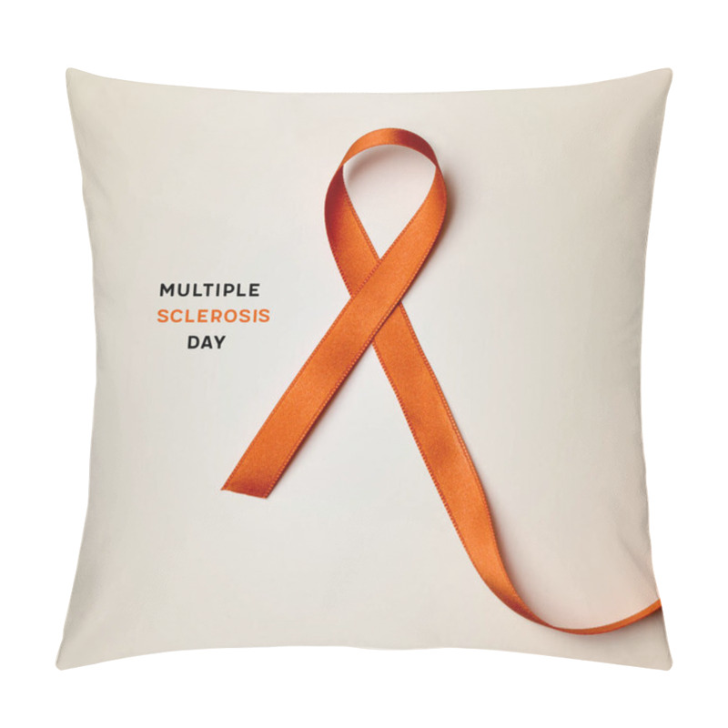 Personality  Orange Ribbon And Text Multiple Sclerosis Day Pillow Covers