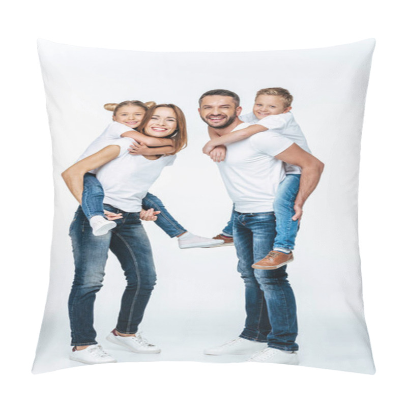 Personality  Parents Piggybacking Happy Children Pillow Covers