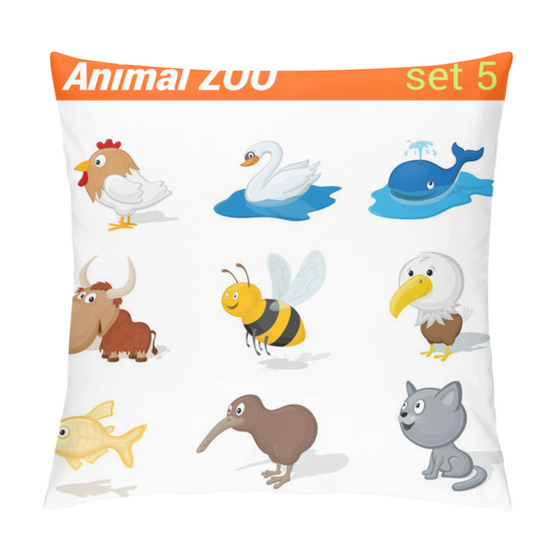 Personality  Funny Children Animals Icon Set. Pillow Covers