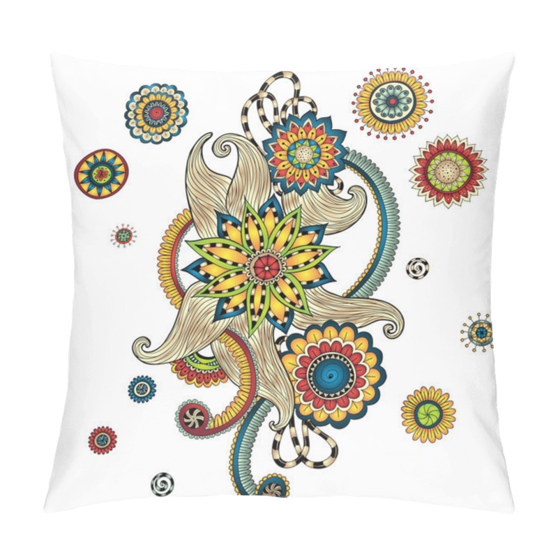 Personality  Henna Paisley Mehndi Doodles Design Element. Pillow Covers