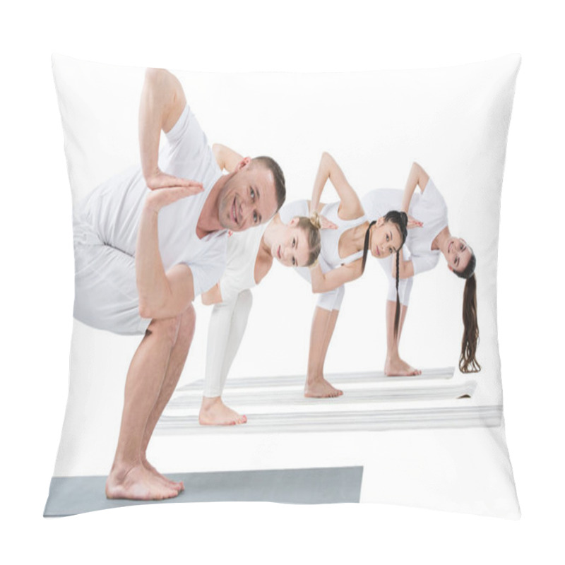 Personality  Women Practicing Yoga With Trainer  Pillow Covers