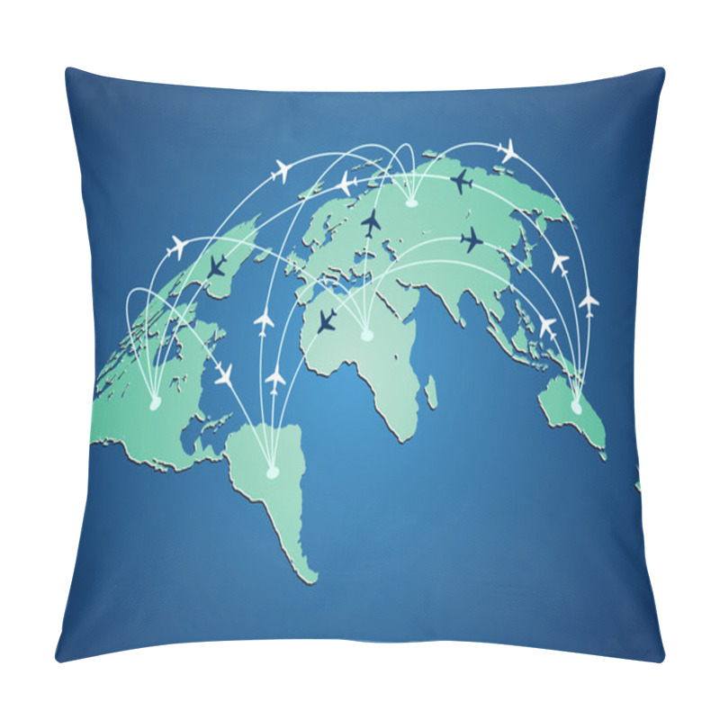 Personality  World Map With Flight Routes Pillow Covers