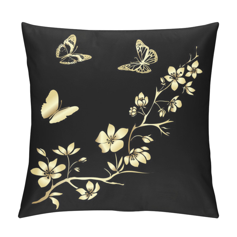 Personality  Twig Cherry Blossoms And Butterflies Pillow Covers