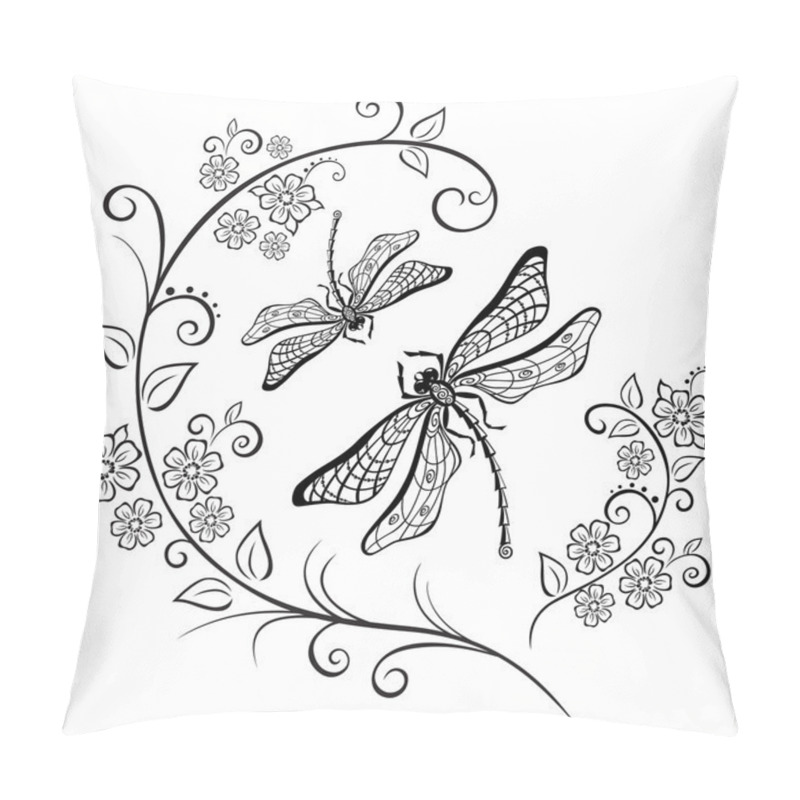 Personality  Flowers And Dragonflies Pillow Covers