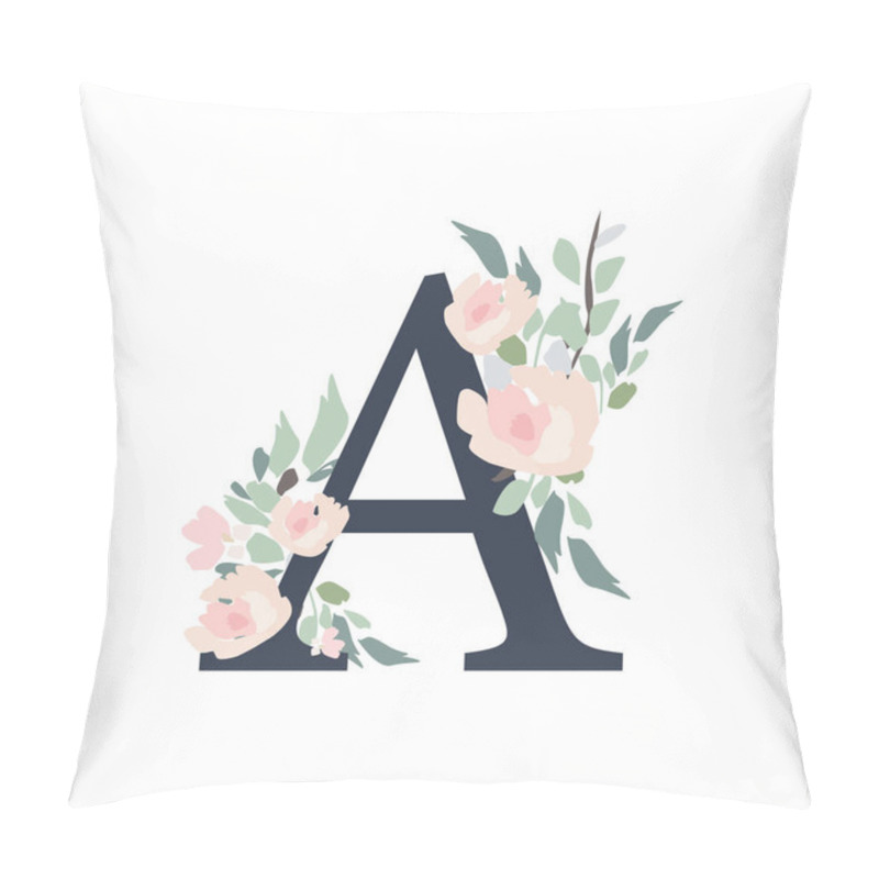 Personality  Floral Alphabet - Letter A With Flowers Bouquet Composition. Unique Collection For Wedding Invites Decoration And Many Other Concept Ideas. Pillow Covers