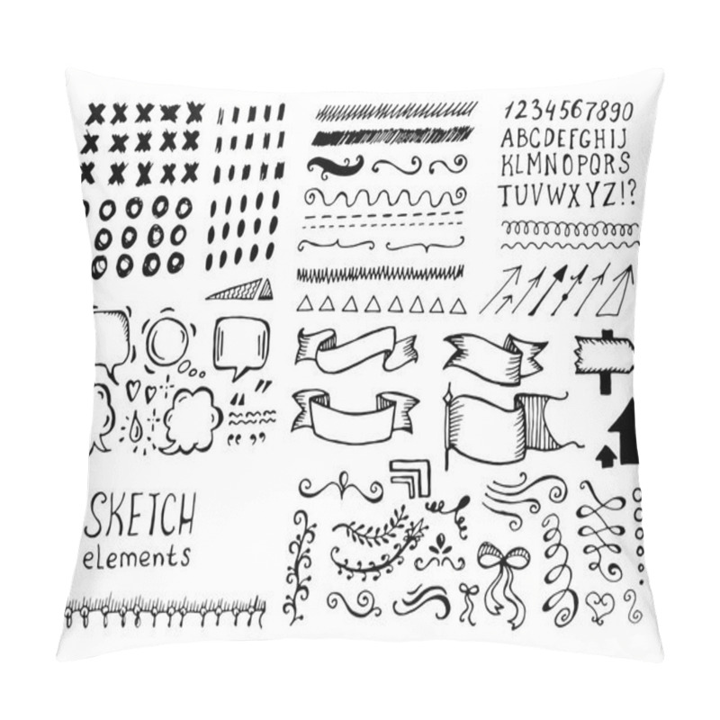 Personality  Set Of Different Vector Elements In Doodle Style Pillow Covers