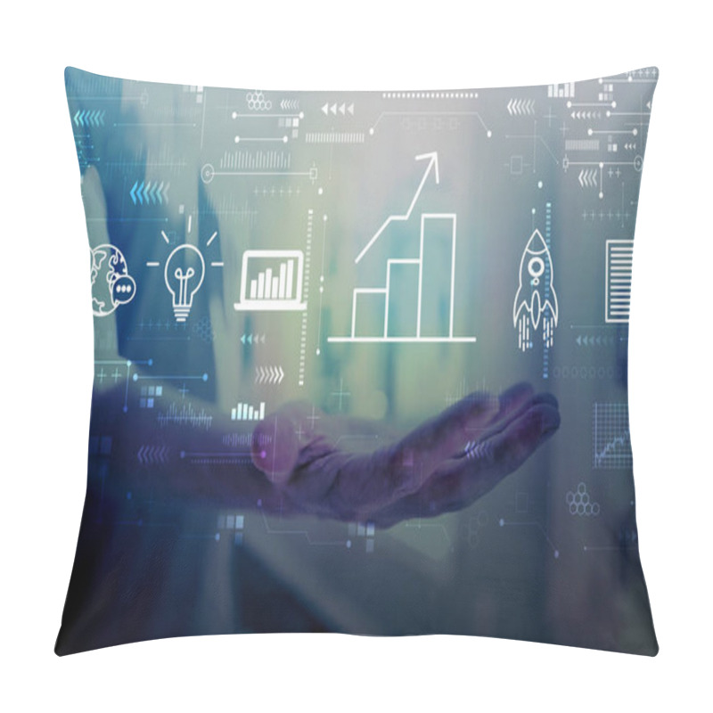 Personality  Business Growth Analysis With Young Man Pillow Covers