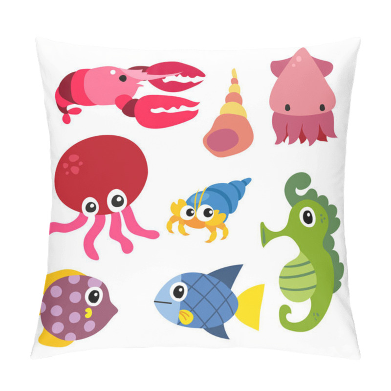 Personality  Marine Life Vector Collection Design, Sea Animals Vector Design Pillow Covers