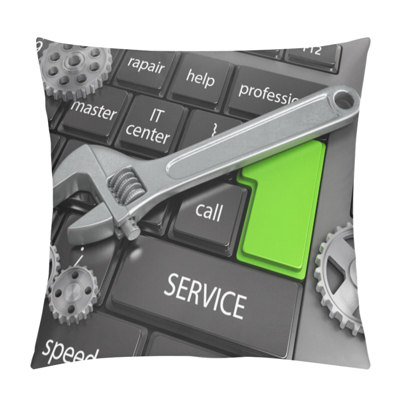 Personality  Electronic Technical Support Concept - Spanners On Computer Keyboard Pillow Covers