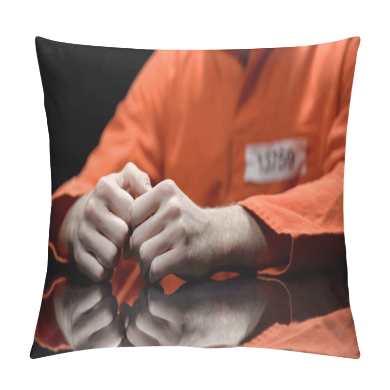 Personality  Arrested Person Hands Closeup, Prisoner Talking To Lawyer During Interrogation Pillow Covers